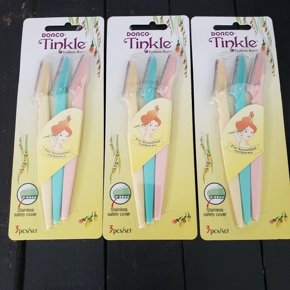 Dorco Tinkle Razor NIP Pack of 3 9 Pieces Eyebrow Face Shaver - Picture 1 of 4